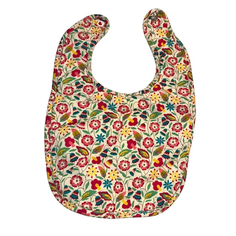 Liberty of London England classic floral flower print terry cloth back baby bib
